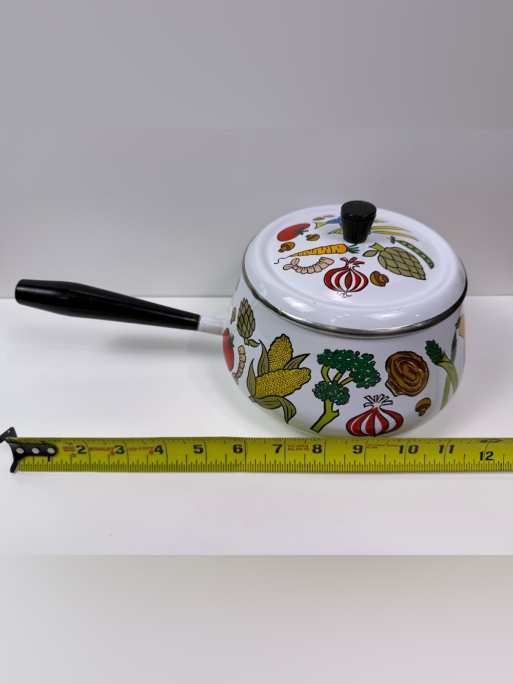 Vintage 70’s San Ignacio Enamel Fondue Pot Lid Seafood Vegetable Print No Stand - Picture 13 of 13